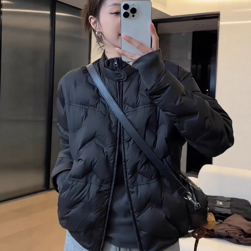 2025 Autumn and Winter Fashion Casual Loose Easiest for Match Lightweight Short Stand Collar Laminated down Jacket 90 White Duck down Jacket Women