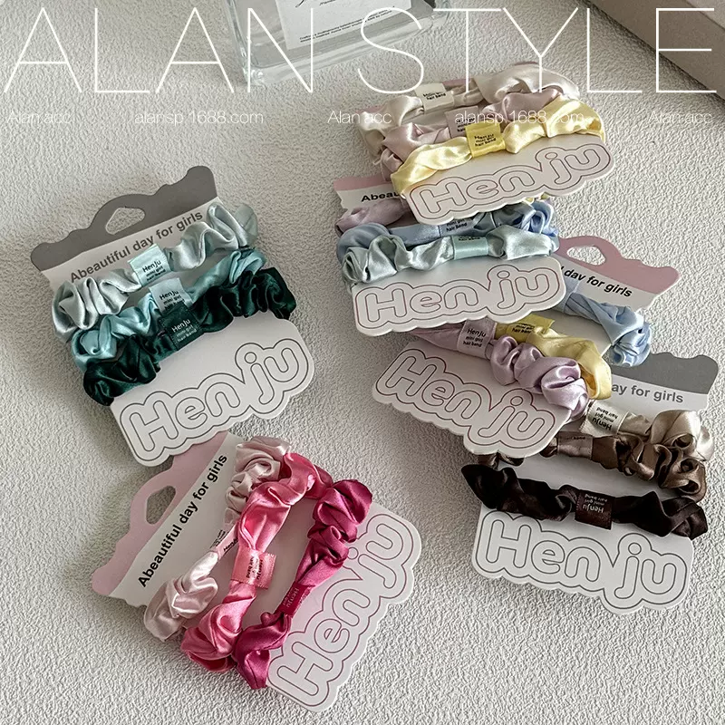 阿斓法式缎面简约小肠发圈女新款时尚橡皮筋头绳高弹力发绳头饰