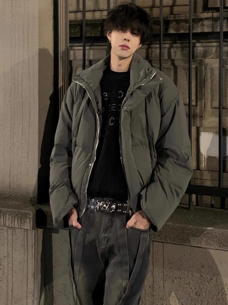 Vadderad jacka herr american retro vinterjacka för män_voghion.com