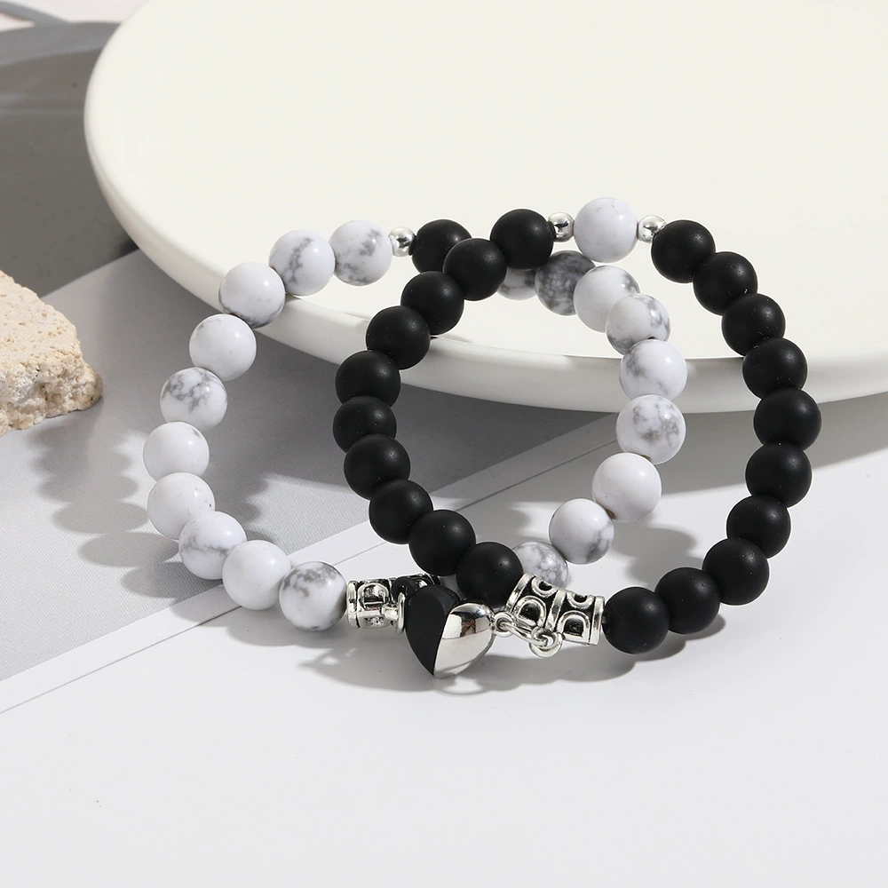 Turquoise small design bracelet, brand elastic strong magnet, set, for beloved, trend of season