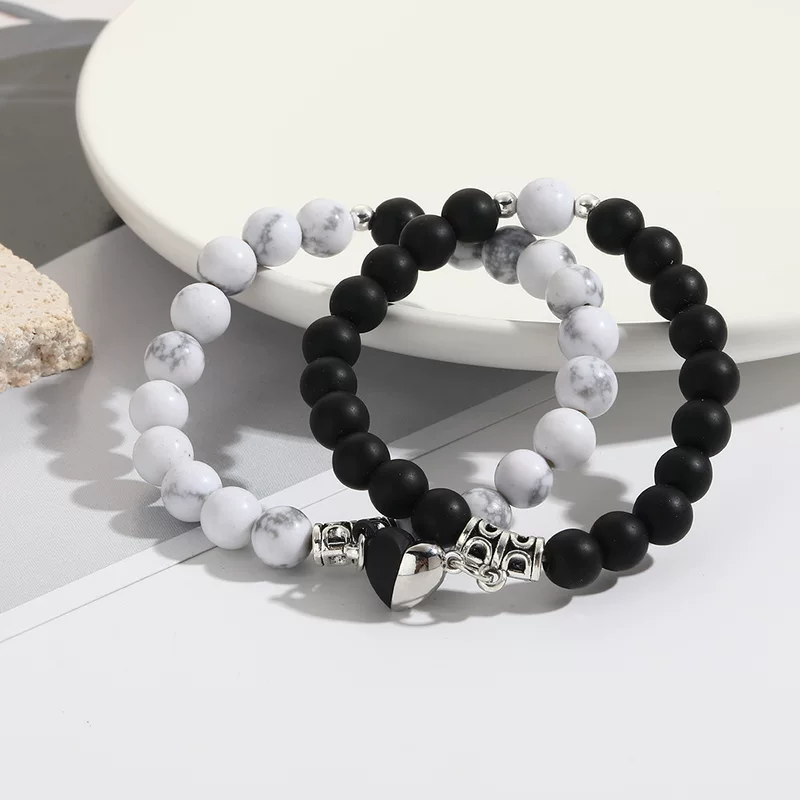 Turquoise small design bracelet, brand elastic strong magnet, set, for beloved, trend of season