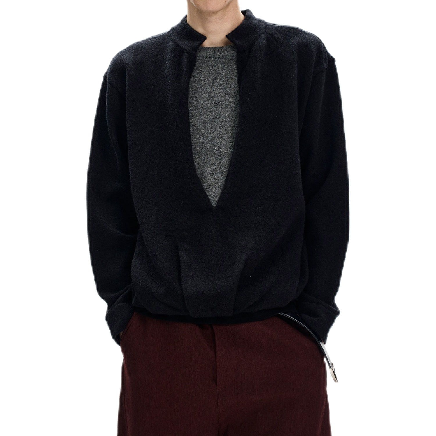 Explosiones transfronterizas de tamaño grande falso de tamaño europeo dos piezas de camisetas de punto de cuello en V suéter hombre viejo viento de invierno y otoño fábrica al por mayor