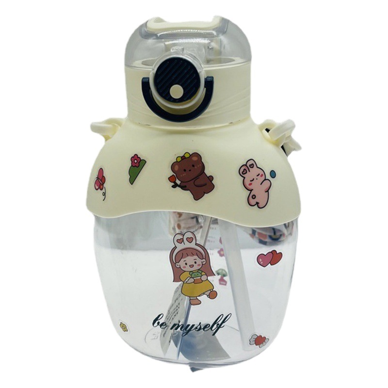 Tianyi Plaza vientre grande taza de agua de las mujeres de gran capacidad de la correa de crossbody Taza Linda celebridad de Internet hervidor niños taza de paja