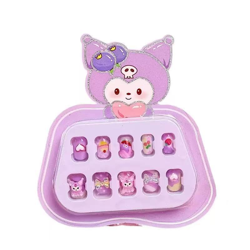 Nuevo niño usa manicura niña hecha a mano diy dibujos animados desmontables piezas de manicura tridimensionales juguetes lindos al por mayor