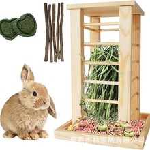 跨境木质兔子干草架立式宠物喂食器荷兰猪仓鼠投食器干草架粮食架