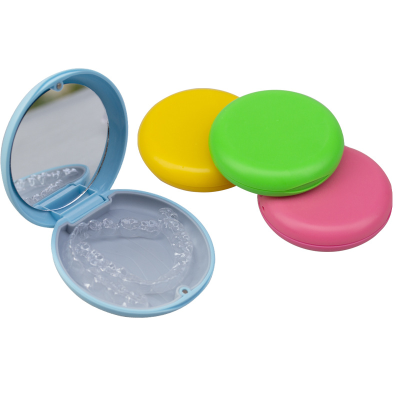 Caja de retención de brackets invisibles caja de almacenamiento de dientes portátil caja de almacenamiento de corrección caja de absorción magnética redonda invisibles