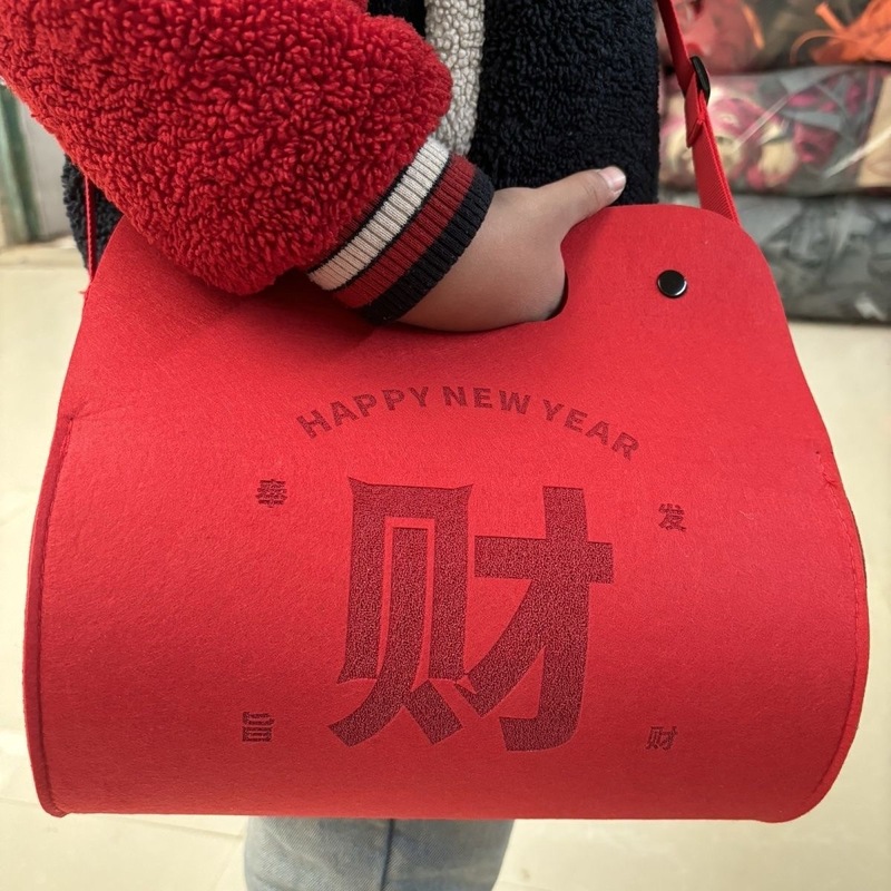 新款中秋礼品毛毡袋手提包创意月饼礼盒手提圆筒斜挎包可印logo|undefined