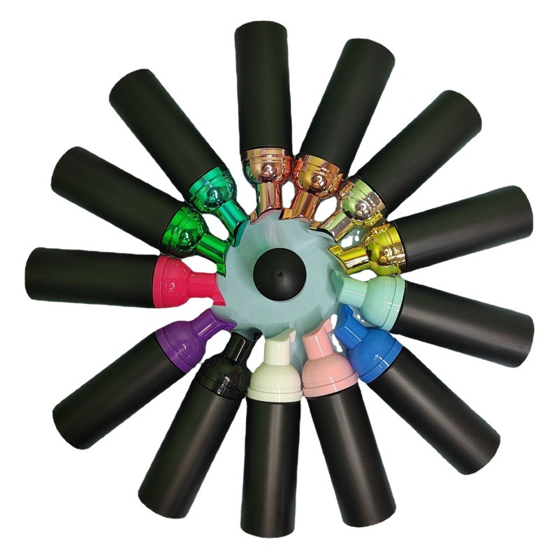 Botella de espuma negra 60 ml30 ml botella de mousse limpiadora 50ml botella de espuma negra mate botella de limpiador facial