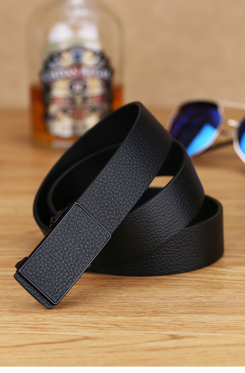 Men's Leather Belt New Style Genuine Cowhide Automatic Buckle Casual Trend Versatile Youth Men's Waist Belt Business Trouser Belt