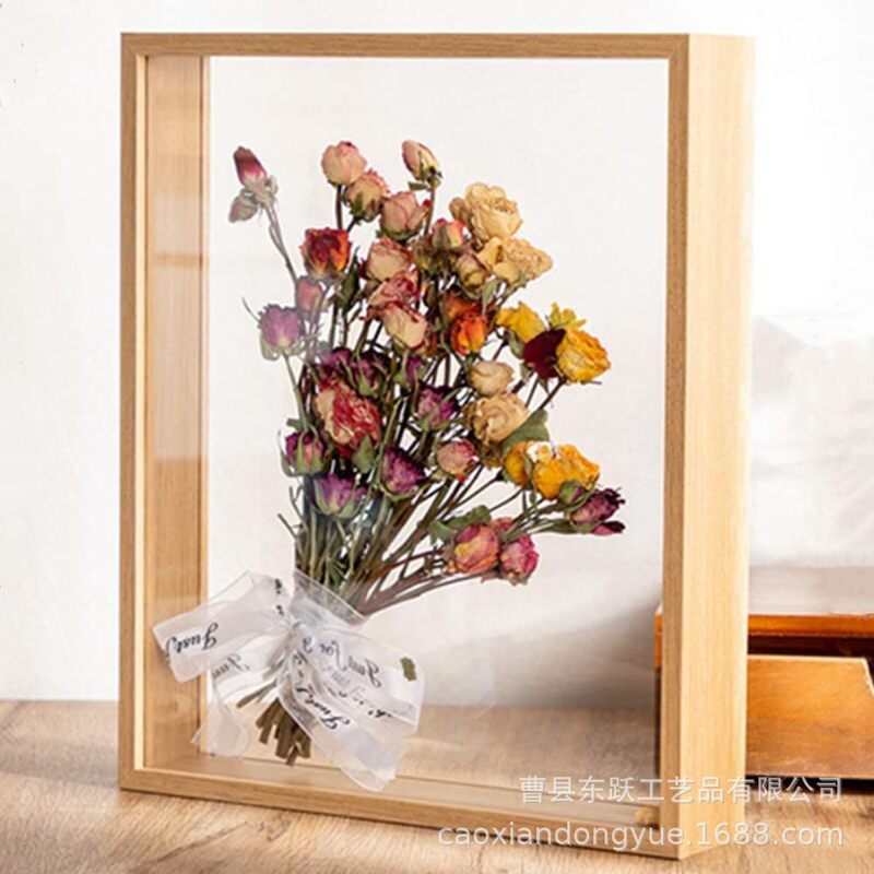Wooden Three-dimensional Hollow Dried Flower Frame Wooden Floating Photo Frame Handmade Clay Picture Frame Table Specimen DIY Storage Frame