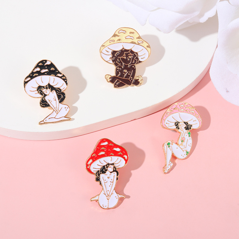 Cartoon Style Human Mushroom Alloy Enamel Stoving Varnish Unisex Brooches display picture 1