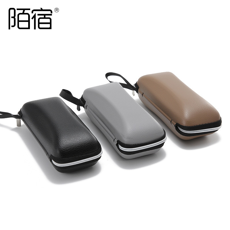 Sunglasses Box Leather Glasses Hard Box Sunglasses Box Flat Glasses Box Glasses Cloth Black Zipper Box