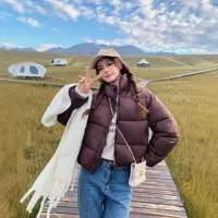 Женская короткая свободная тёплая хлопковая куртка на осень-зиму 2025 года, модная стеганая куртка, повседневная тёплая хлопковая куртка