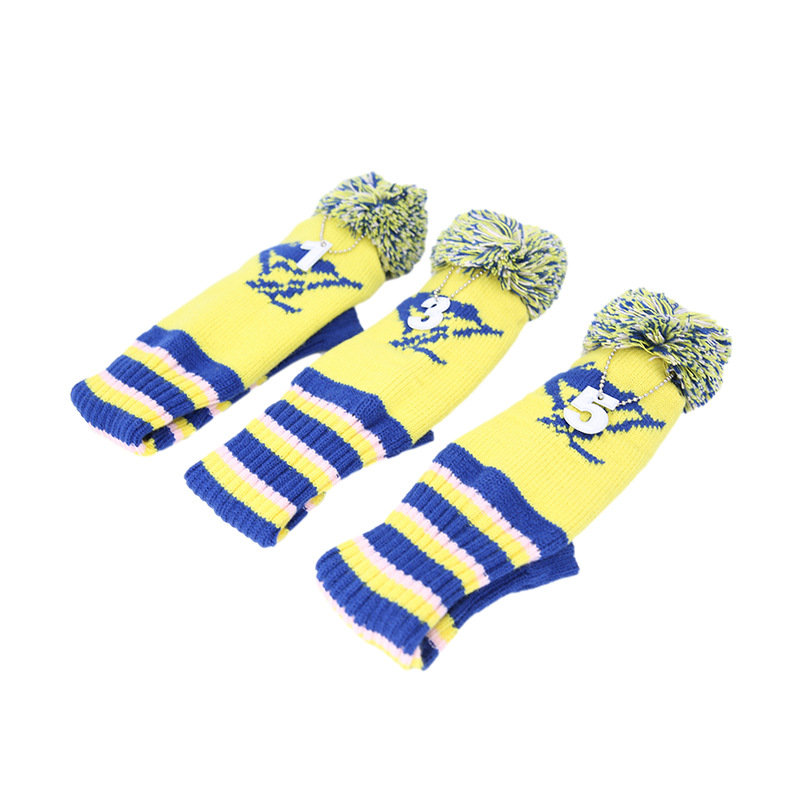 Transfronterizo AliExpress golf suministros club cubierta de rayas horizontales de punto sombrero conjunto personalizado conjunto de lana cabeza de la varilla cubierta protectora