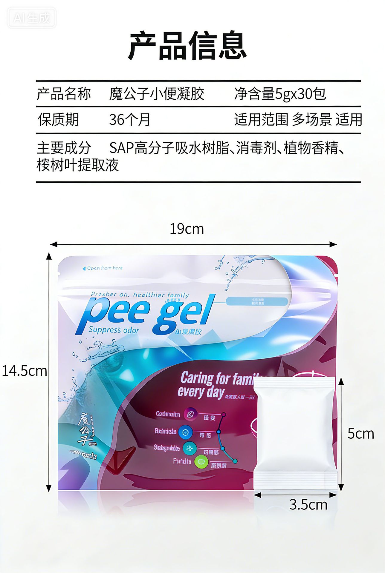 Water-Soluble Film Packaging Urine Deodorizer Absorbent Urine Coagulant Car Emergency Toilet Urinal Urine Bag Anti-Spill