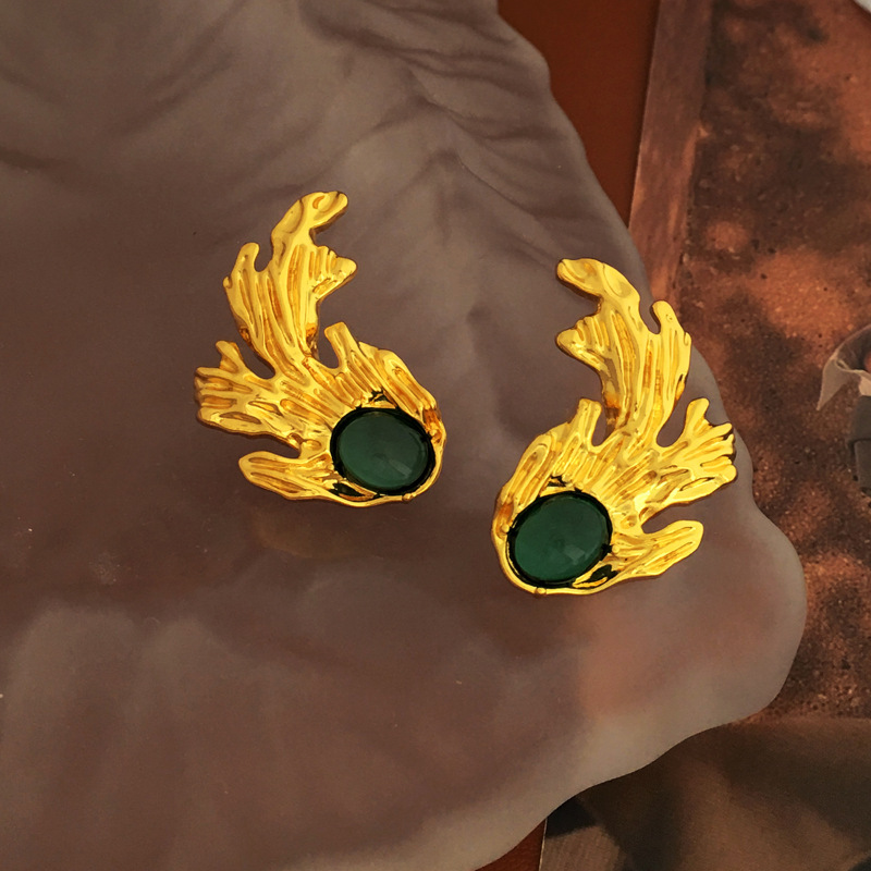 Retro Geometric Copper Earrings Plating Resin Copper Earrings