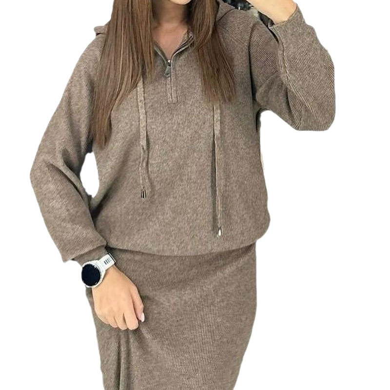 (Cross-border trading), autumn hoody for leisure, skirt, knitted sweater dress, European style