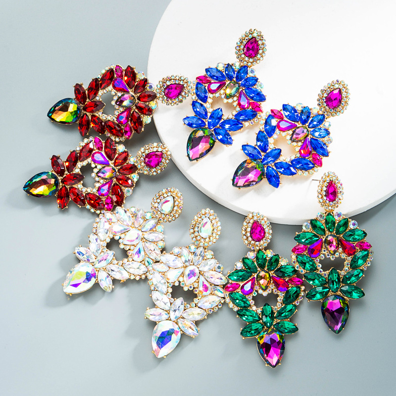 Nihaojewelry Wholesale Jewelry Alloy Colorful Diamond Water Drop Earrings display picture 2