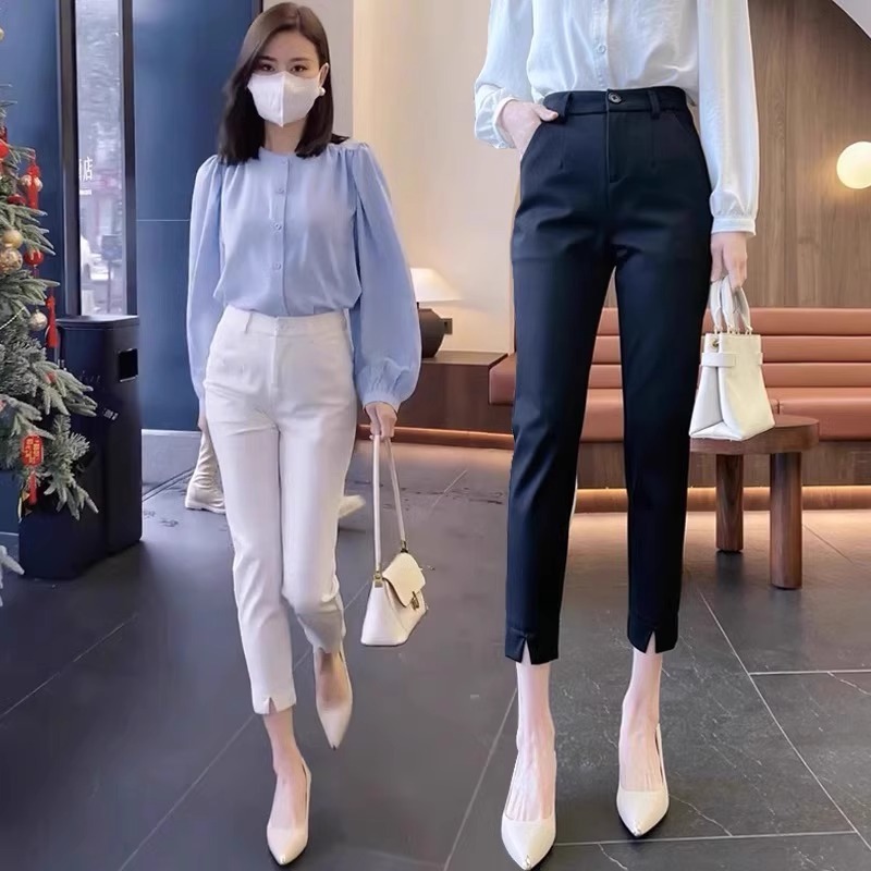 裤子女2025新款春夏九分裤修身显瘦西装裤小脚铅笔裤休闲烟管女裤|undefined