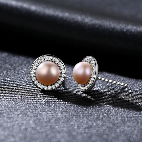 PAG&MAG exquisite earrings 925 silver earrings disc pearl earrings retro lady versatile Valentine's Day gift