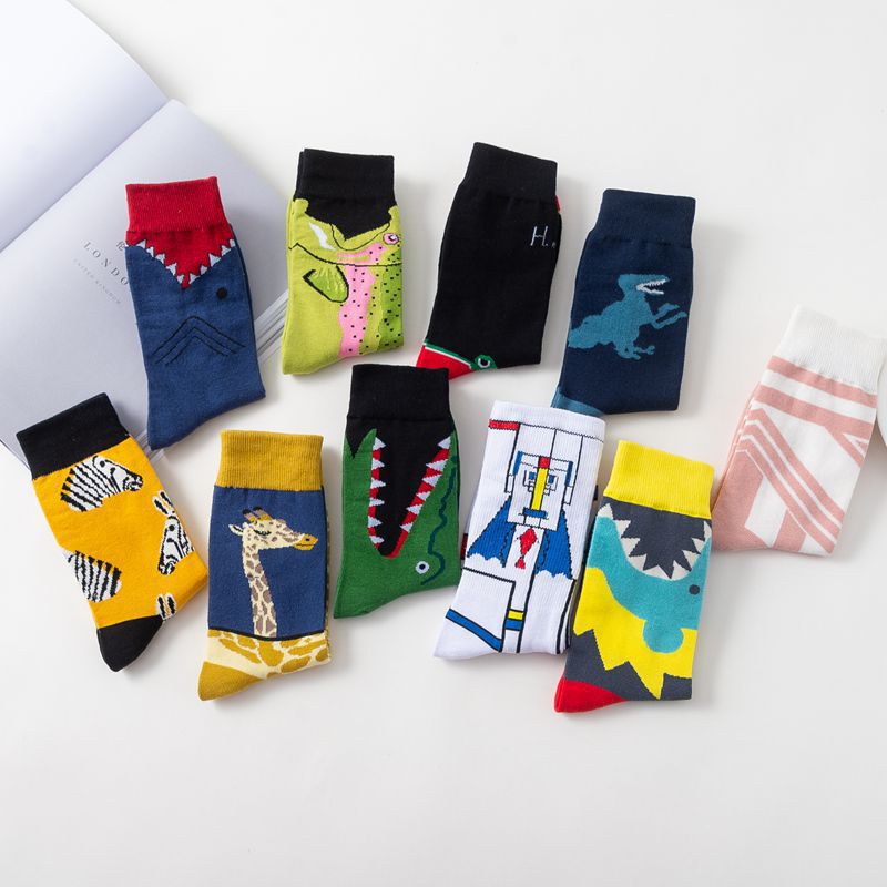 Unisex Crew Socks Breathable Cotton Mid Calf Robot Personality_voghion.com