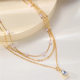 Cross-border European and American explosions simple wind three-layer imitation pearl drop-shaped crystal pendant stacked necklace clavicle chain wholesale