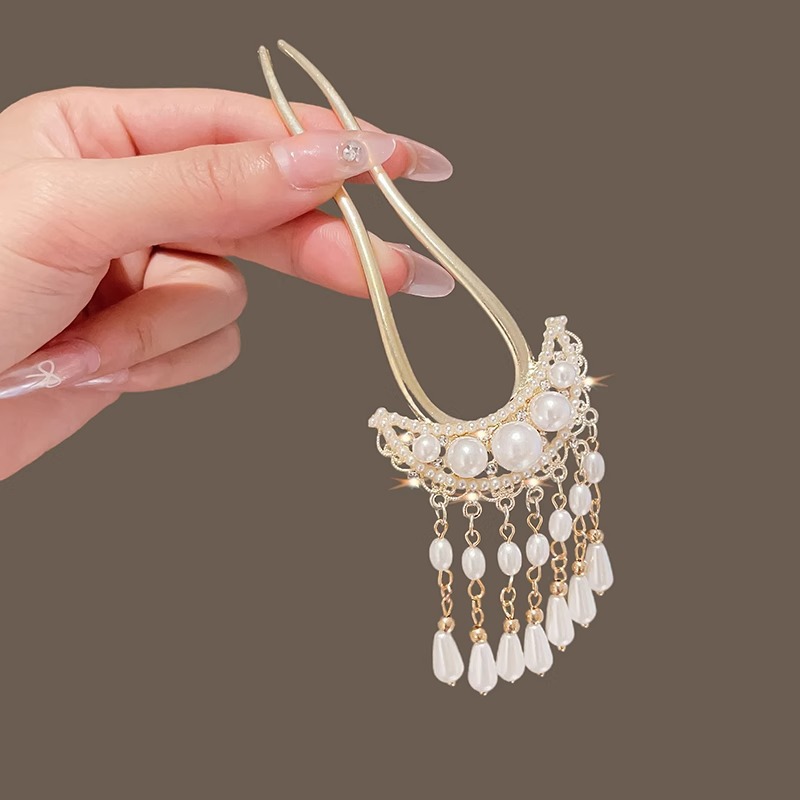 Antiguo estilo u flange pearl clip de cabello de mujer paso a paso mariposa clip de cabello de alta sensación cheongsam adorno de cabello artefacto de cabello