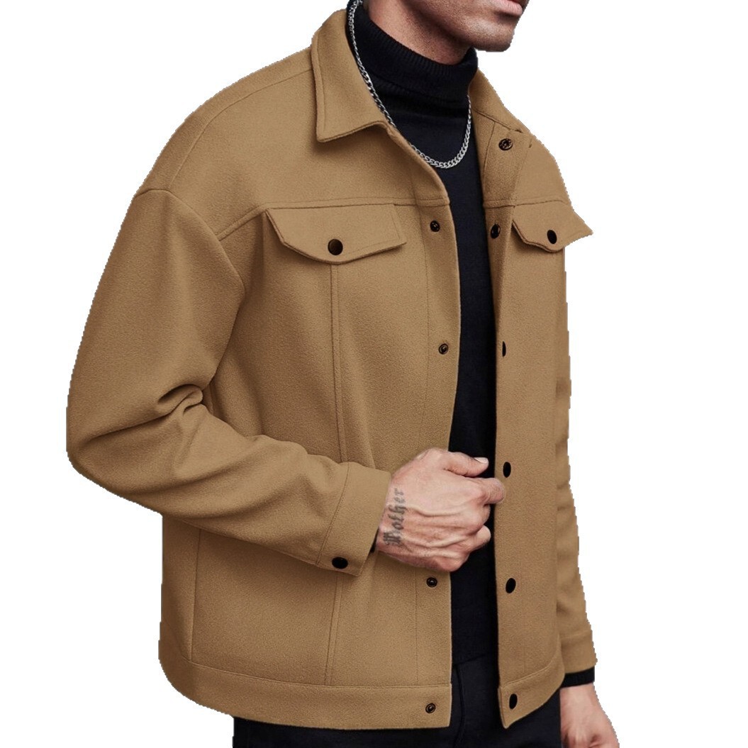 Transfronterizos Europa y América Amazon TEMU nuevo otoño y invierno con solapa de lana chaqueta de hombre chaqueta deportiva de herramientas casuales para hombres