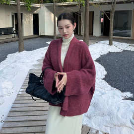 【实拍】韩版粗针毛衣短外套秋冬新款温柔软糯慵懒宽松开衫女上衣