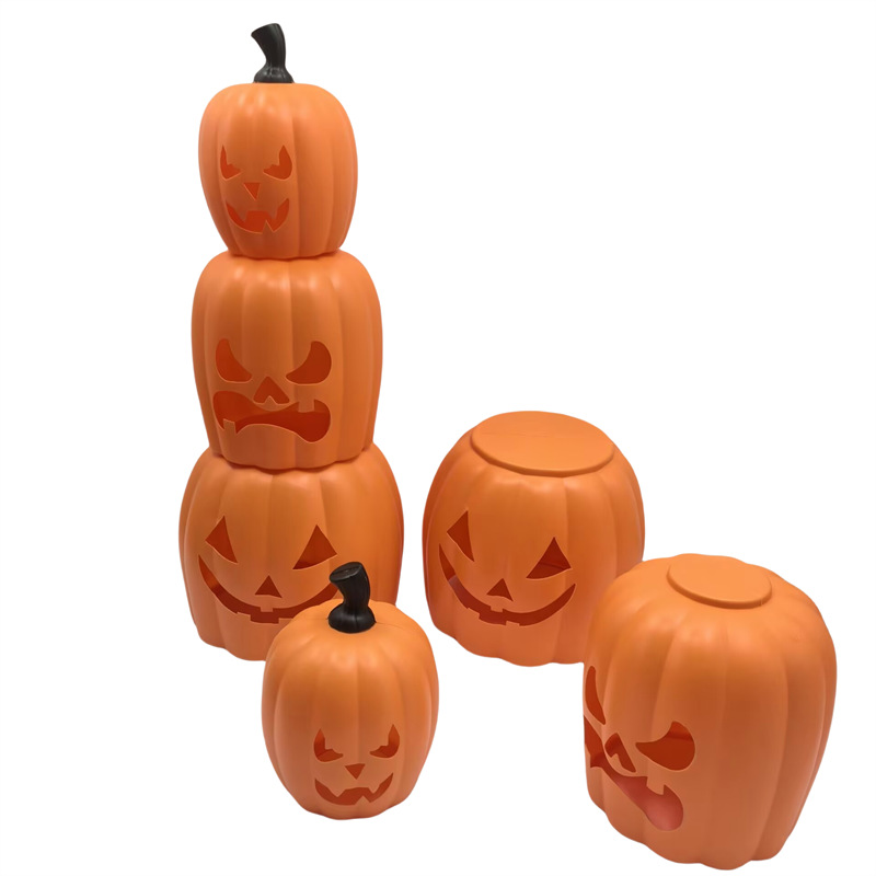工厂吹塑套3塑料叠装大南瓜摆件 万圣节鬼节用品塑料南瓜