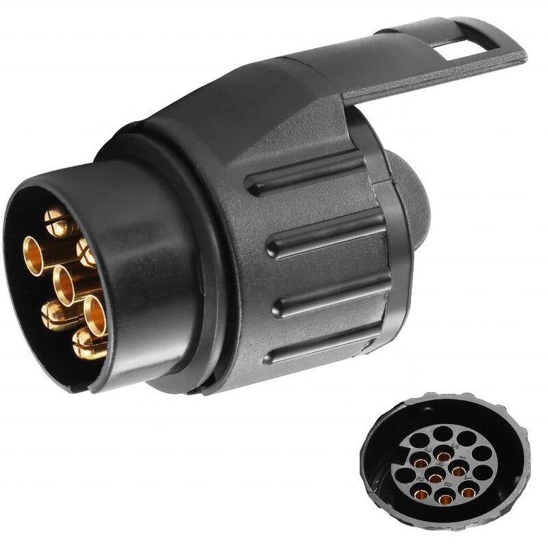 European 12V 7-to-13 Pin Trailer Adapter, with Cover, 7-Pin Plug to 13-Pin Socket Converter