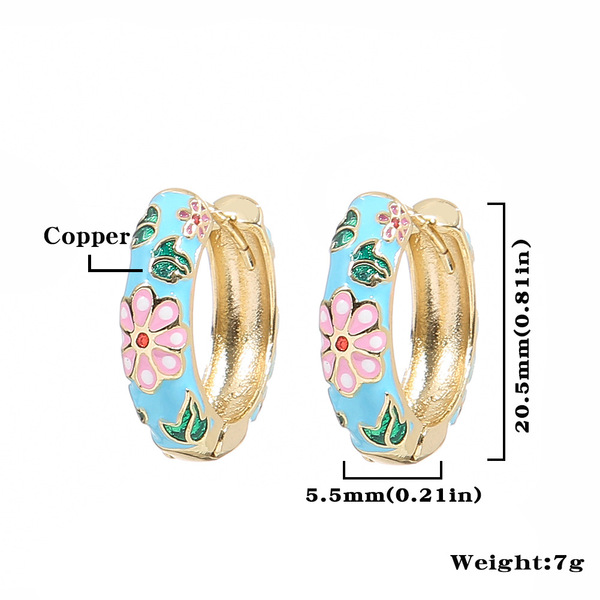 Earring new women's popular jewelry dripping oil flower flower…