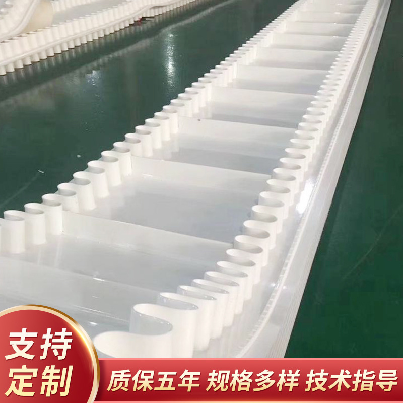 PVC环形裙边输送带 挡块传送带流水线输送带 现货传动带厂家定制