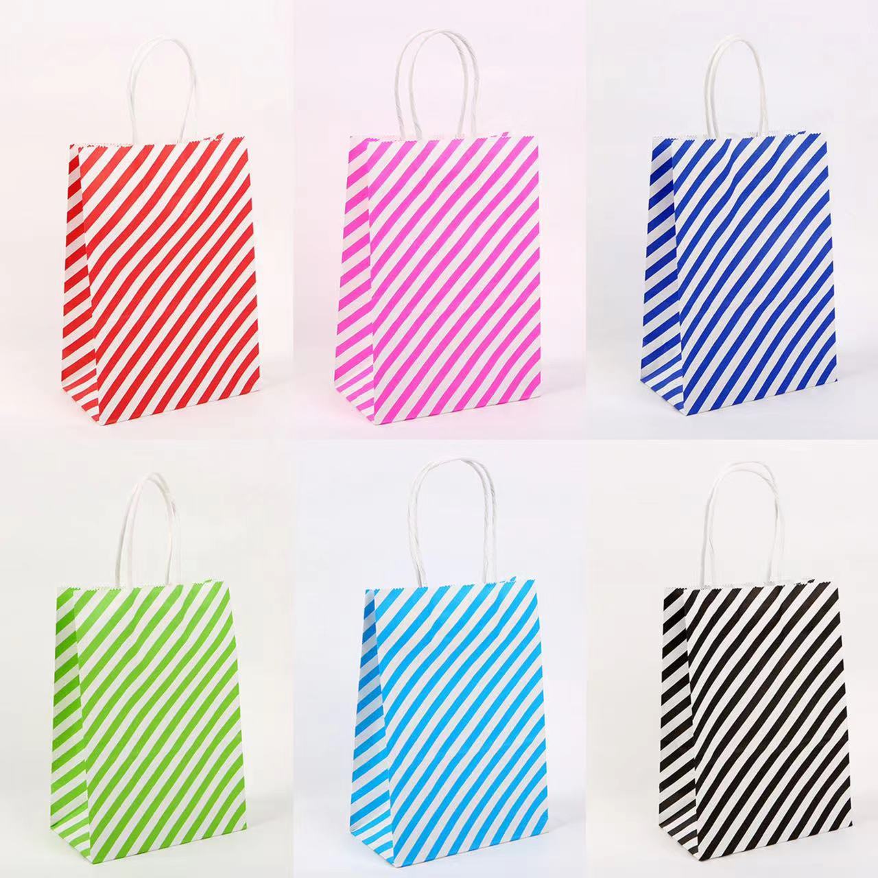 跨境牛皮纸斜纹手提袋条纹状广告购物礼品袋 服装配饰包装袋批发