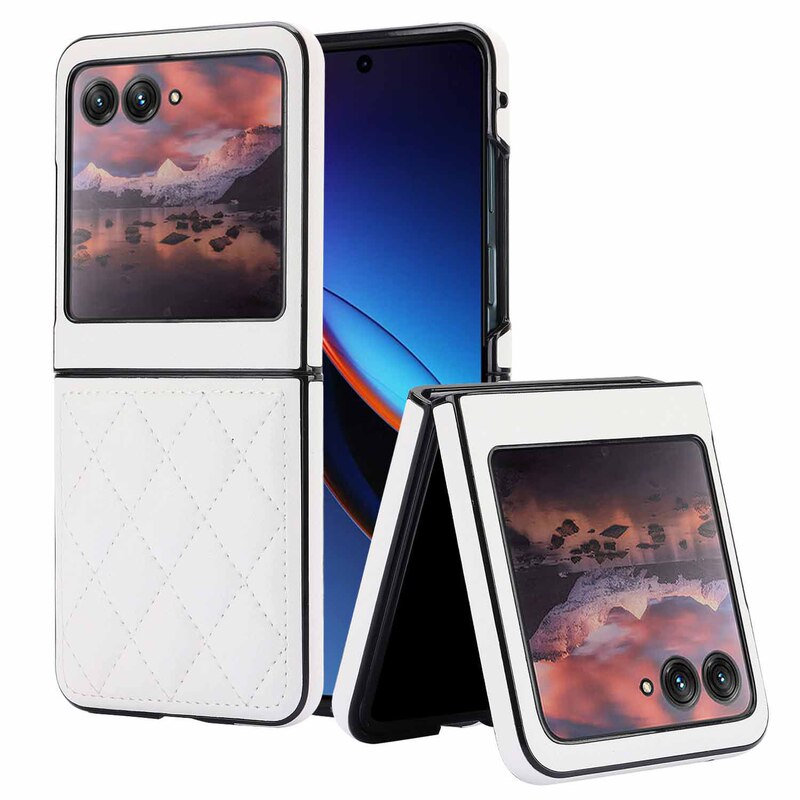 For Motorcycle Razr40 Ultra Mobile Phone Case Small Chanel Style Diamond Pattern Paste Leather Case MotoRazr40 Protective Case