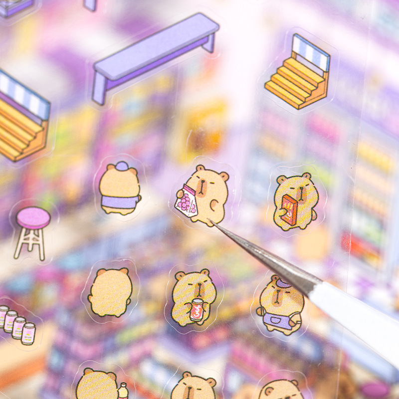 Ocio lenguaje pet miniatura paisajismo adorable libro de pegatinas fija feliz serie 18 pegatinas interesantes tridimensionales paisajismo libro