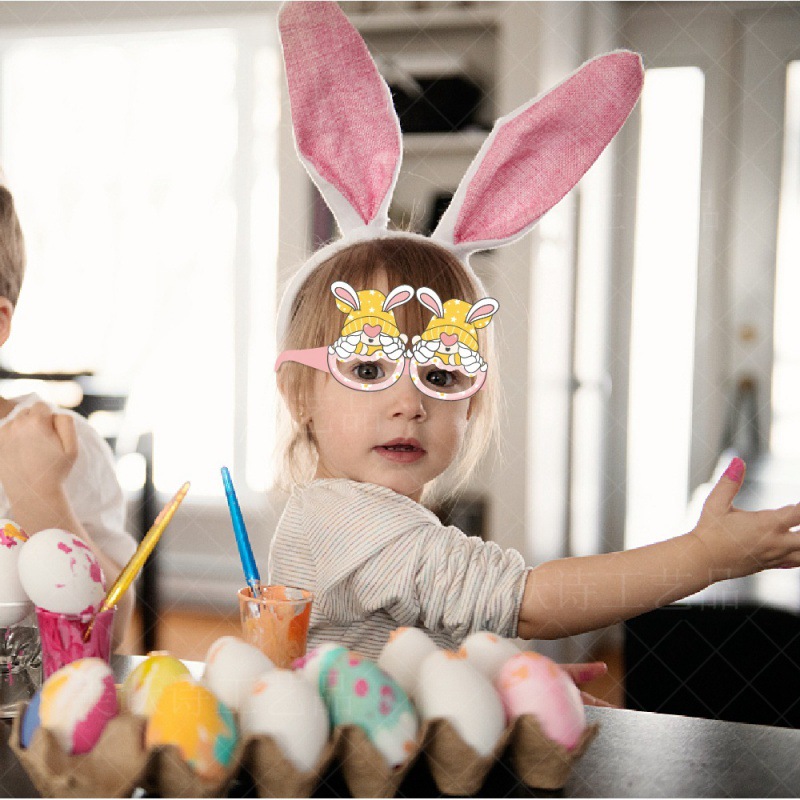Transfronterizo Nuevo Festival de Pascua fiesta gafas decorativas conejo divertido foto apoyos colorido huevo gafas de papel