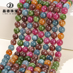 Jingde ジュエリートルマリンカラー高品質カルセドニールースビーズブレスレット半完成ラウンドビーズ diy ジュエリーアクセサリー卸売