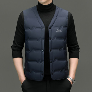 Thirty Autumn Foreign Trade Live Broadcast Men's White Duck Down Vest Vest Vest Autumn and Winter Middle-aged and Elderly Dad Wear Warm