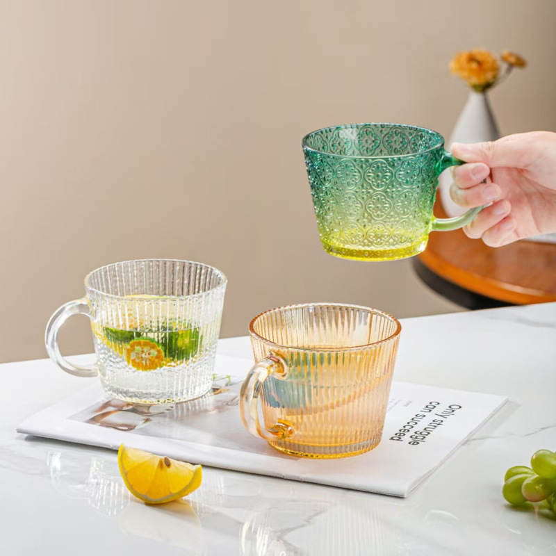 New Glass Coffee Cup and Saucer Set for Home Use with Spoon, Tableware Set, Light Luxury Gold-Rimmed Dessert Snack Plate, Small Gift New Glass Coffee Cup and Saucer Set for Home Use with Spoon, Tableware Set, Light Luxury Gold-Rimmed Dessert Snack Plate, Small Gift