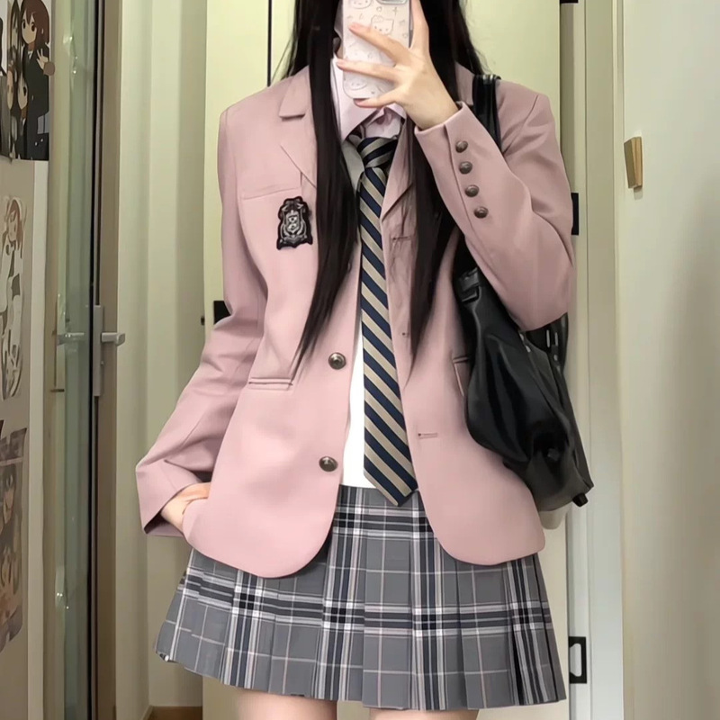 S2036 Japanese-Made Wool Fabric Jk Uniform Plaid Pleated Skirt