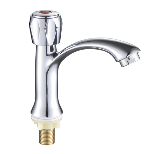 Zinc alloy basin single cold water faucet wash basin faucet wash basin high foot single hole faucet basin copper core water valve