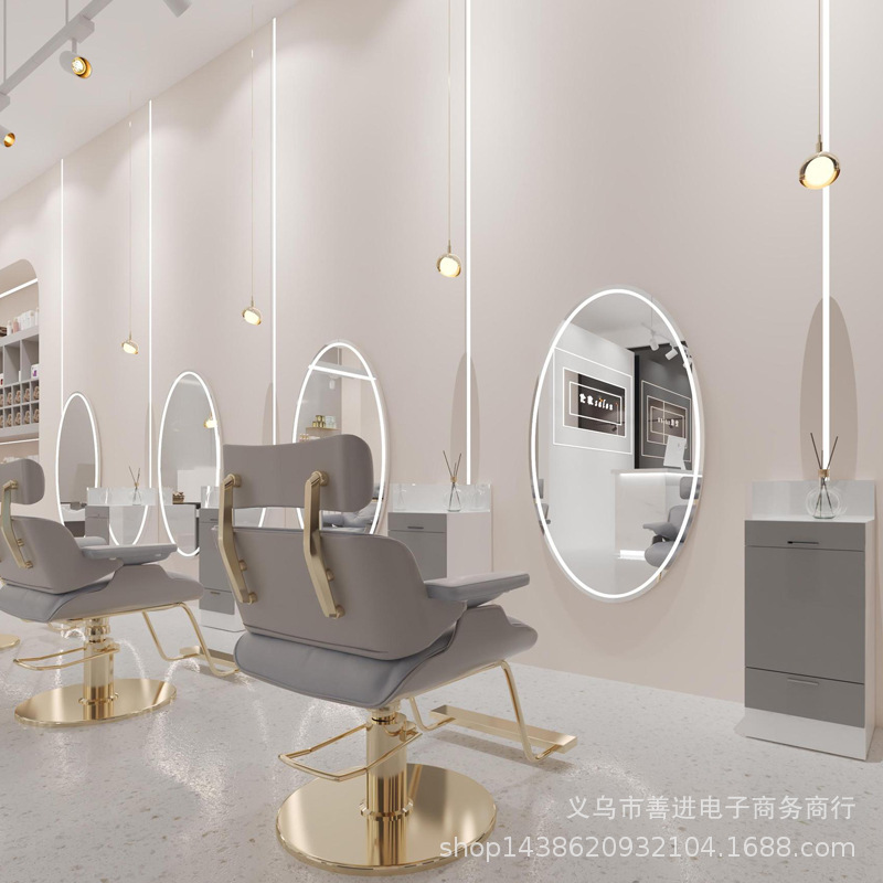 Espejo de Peluquería Inteligente con Luz LED de Metal Ovalado para Salón de Belleza image 33