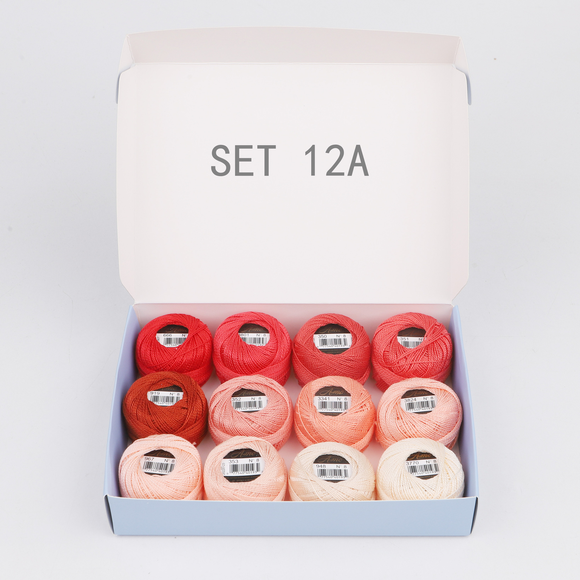 20组12色8号5克40米蕾丝线烧毛丝光珍珠埃及长绒棉手工绣花手鞠球