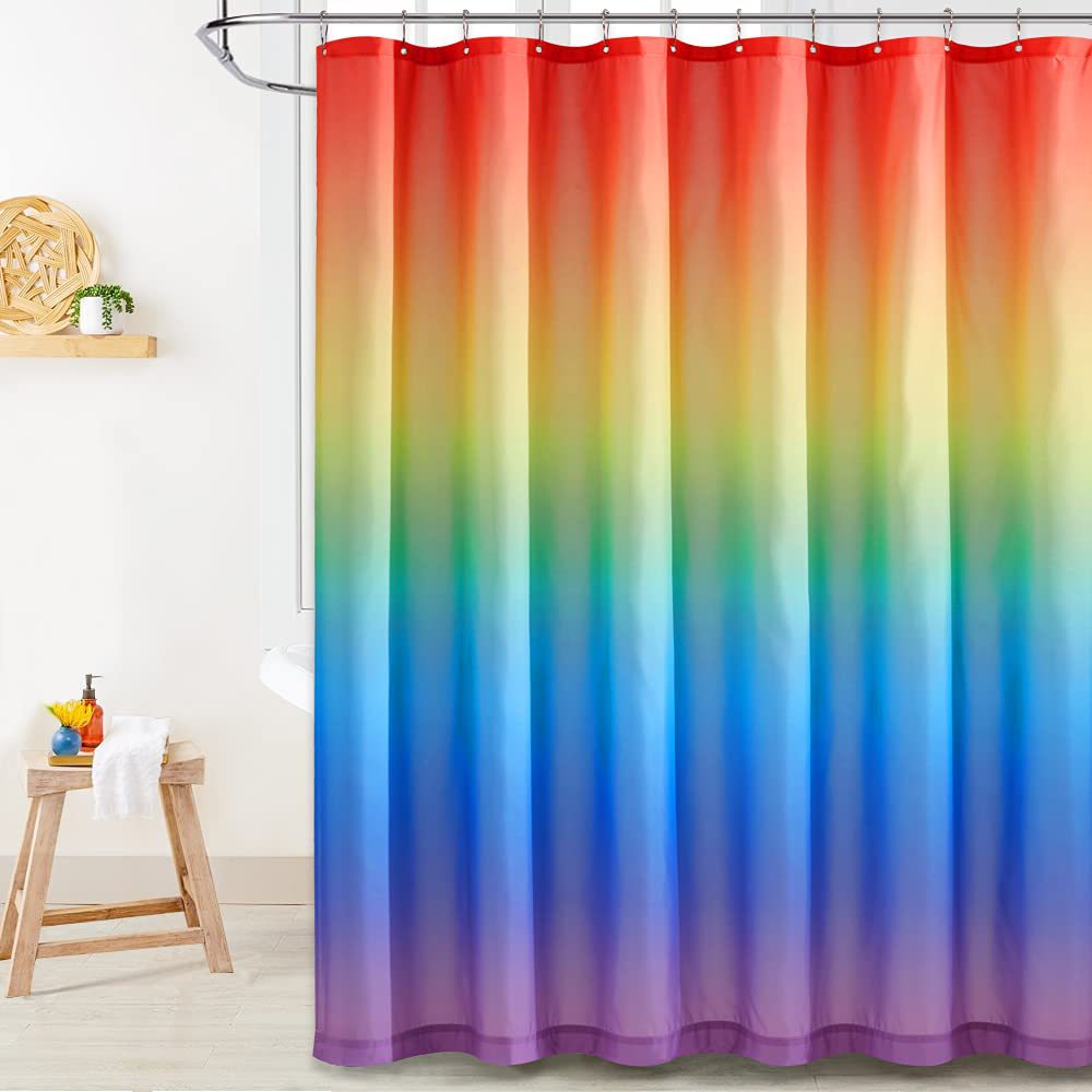 Rainbow Digital Printing Shower Curtain Waterproof Mold-Proof Bathroom Shower Curtain Bathroom Curtain Shower Divider Hot Selling Wholesale Cross-border
