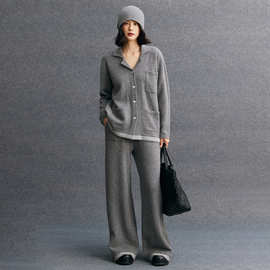 山羊绒女士柔软宽松简约百搭都市通勤风羊绒裤秋冬新款休闲阔腿裤