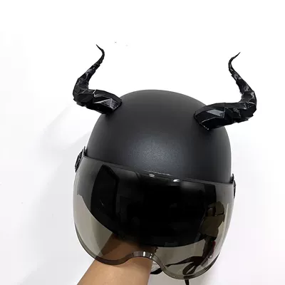 Original product helmet devil horn Motosiklet dəbilqələri - black-helmet-devil-hornsheight-11cm-comes-with-3m-adhesive