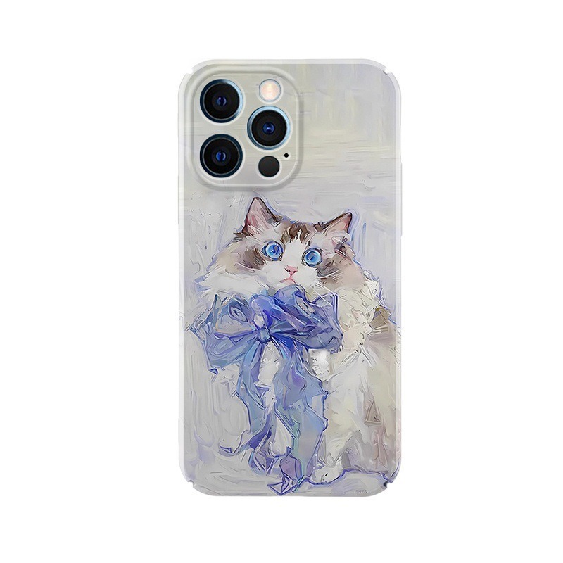 Arte para gatos para Apple 17promax dibujos animados lindos iPhone 16pro lente todo incluido 15 nuevo