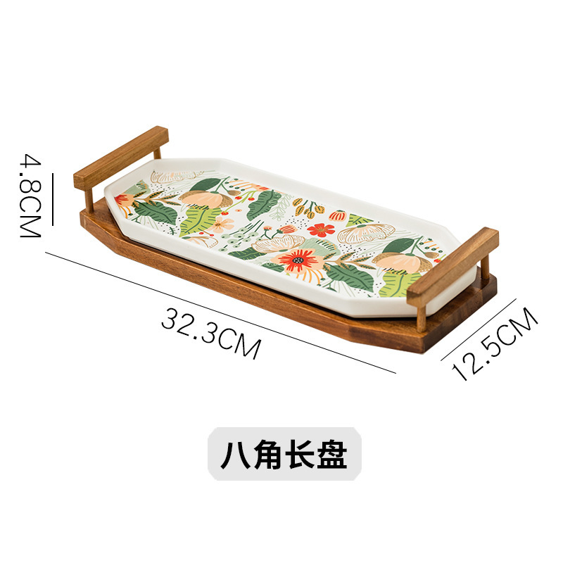 Xifang カラフルな雲の花八角形の細い寿司プレート魚プレートディナープレートセラミック浅いプレートディッシュプレート [破損した場合は再送します]|undefined
