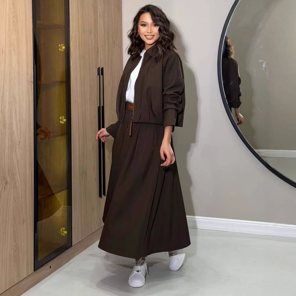 autumn elegant solid color long long skirt
